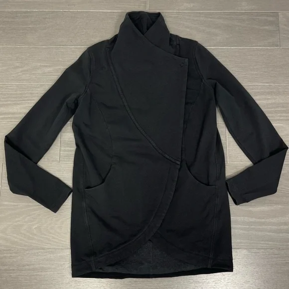 Lululemon Rulu Rally Wrap Black 6 Jacket Cardigan Sweater Snap Button Closure - Picture 14 of 16